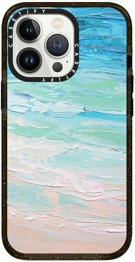 CASETiFY Impact Case for iPhone 13 Pro [Slim / 8.2 ft. 4X Military Grade Drop Protection/Wireless Charging Compatible] - Ocean Tides - Clear Black