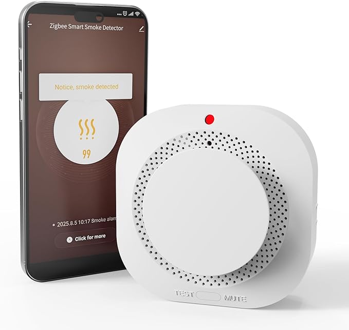 ZIGBEE Smoke Detectors for Home,Photoelectric Fire Alarms Battery Powered,Portable Smoke Alarm with Test/Mute Button(ONLY Work with TUYA Gateway),1 PCS(NOT Included Battery)