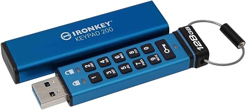 Kingston Ironkey Keypad 200 128GB Encrypted USB | Alphanumeric Keypad | Multi-Pin Access | XTS-AES 256-bit | FIPS 140-3 Level 3 Certified | Brute Force & BadUSB Protection | IKKP200/128GB,Blue - Image 1