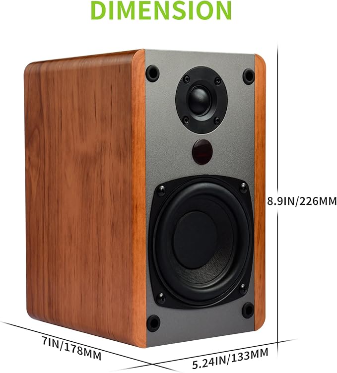 SINGING WOOD BT25 Powered Bluetooth Bookshelf Speakers with Subwoofer Output, 80W Hi-Fi Active 2.0 Stereo System, Optical/RCA Inputs, Studio Monitors for Home Theater, PC Gaming, Turntable