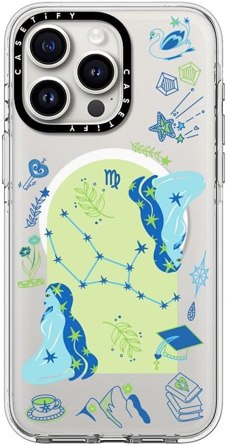 CASETiFY Clear iPhone 15 Pro Max Case [Not Yellowing / 6.6 ft. 3X Military Grade Drop Protection/Compatible with Magsafe] - Virgo - Clear