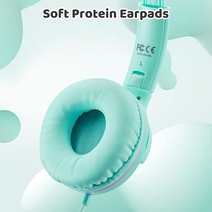 INFURTURE Kids Headphones, Wired Headphones for Kids Over Ear with Microphone, 85/94dB Volume Limiter Headphone for Girls Boys, Foldable Headphone for School, Airplane Travel