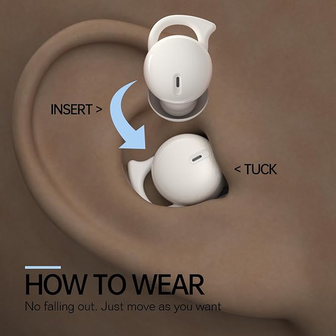 Invisible Sleep Headphones,Sleep Earbuds for Side Sleepers,Small Comfortable Fit Noise Blocking Sleep Ear Buds,Bluetooth 5.3 Wireless Earbuds, in-Ear Ear Buds for Sleeping, Working - White