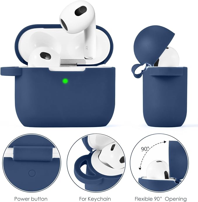 VISOOM Case for Airpods 3 Pink Airpods 3rd Cases 2021 Silicone for iPod 3 Earbuds Case Cover Women Wireless Charging Case with Accessories Girl Bling Keychain for Apple Ear Buds 3rd Generation