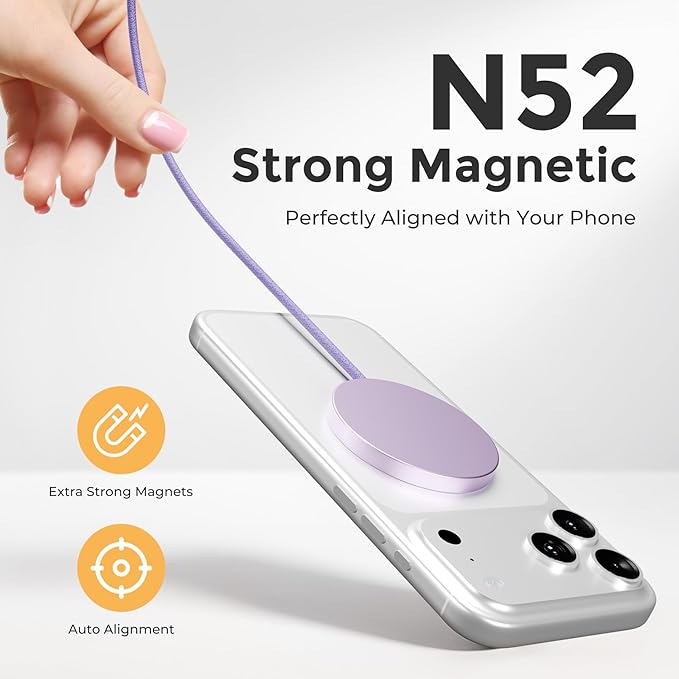 25W Magnetic Wireless Charging Pad: Qi2.2 Qi2 Fast Charger for Google Pixel 10 iPhone 17 16 Pro Max 16e 15 14 13 12 AirPods & Samsung Galaxy Series Gift Ideal for Desk & Travel (Light Violet, 2Pack)