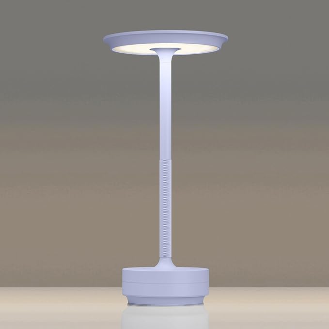 1 Pack Rechargeable Table Lamps Cordless, Portable 5000mAh Outdoor Table Light, 3 Color Stepless Dimming LED Table Lamp with Memory Function, for Home/Dinner/Patio/Restaurant.(Light Purple)