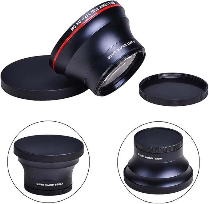 55MM 0.43x Professional HD Wide Angle Lens w/Macro Portion for Nikon D3400 D5600 for Sony Alpha Cameras