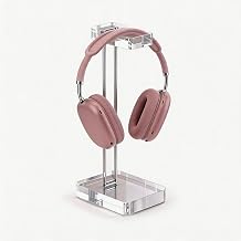 Acrylic Headphone Stand for Desk, Crystal Clear Headset Holder with Silver Metal Accent, Stable Non-Slip Base, Universal Gaming Headphone Hanger for PC Setup, Office & Home Desk Accessories - Image 1