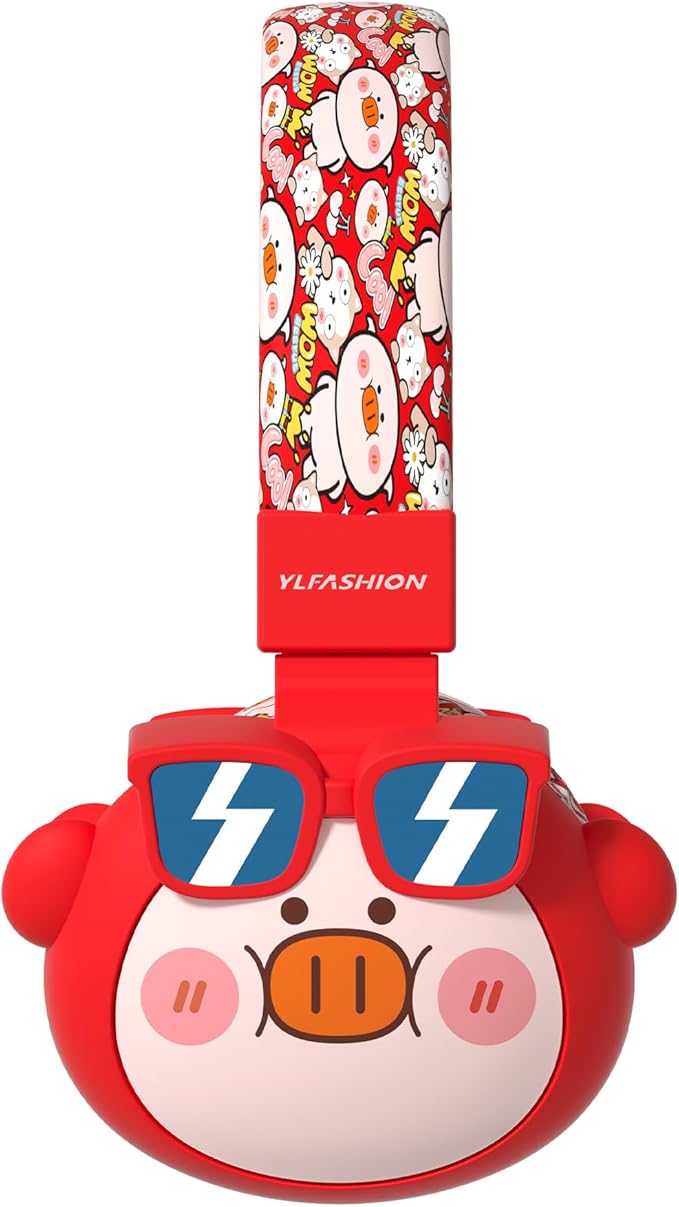 Kids Bluetooth Headphones, 85dB Volume Limit, Ultra-Soft Over-Ear, Built-in Mic, Foldable, Beerus Cartoon Animal Design, Suitable for School & Travel, FM/TF/AUX Supported
