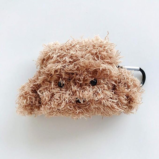 SGVAHY Furry Case for AirPods Pro 3rd Generation Funny Cute 3D Cartoon Plush Design Soft Warm Fluffy AirPod Pro 3 Cover with Keychain Kawaii Anti-Fall Protective Case Women Girls(Teddy)