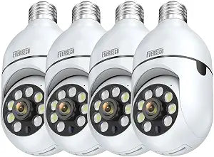EVERSECU 4pack 2K 3MP Wireless Light Bulb Security Camera, 2.4g & 5g WiFi, Auto Tracking, 2 Way Audio, Smart Night Vision, Support ONVIF & RTSP, Work with Alexa, SD Card & Cloud Storage, Free App