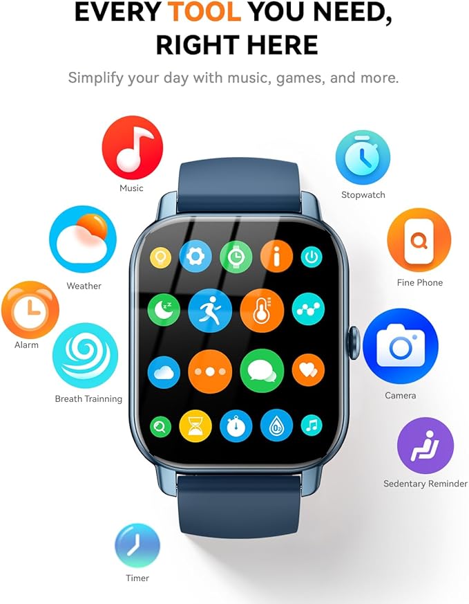 Smart Watches for Women(Answer/Make Call),1.85 inch HD Fitness Tracker Watch with Activity Counter/Sleep Monitor/ 110+ Sports Modes, IP68 Waterproof Smart Watch for Andriod iPhone iOS Compatible,Blue