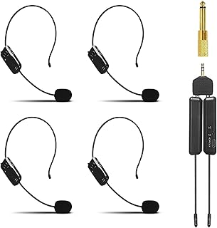 Wireless Microphone System for 4 People,2.4G Wireless Headset Mics and Handheld Mics 2 in 1,Ideal for Speakers,Voice Amplifier,PA System,Teacher,Tour Guides,Fitness Instructor - Image 1