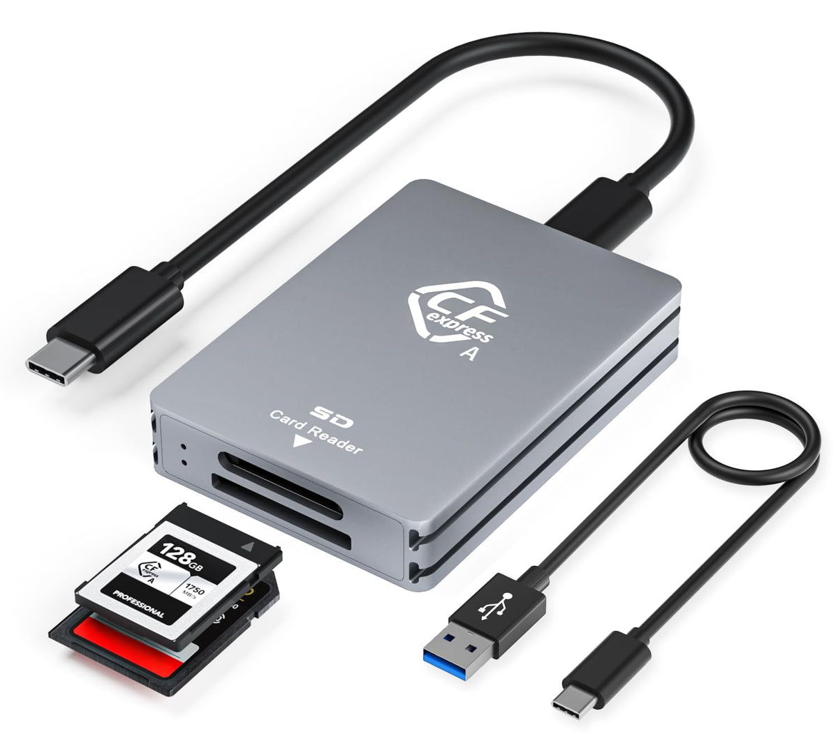 CFexpress Type A & SD Dual-Slot Card Reader, 10Gbps USB 3.2 Gen 2 Adapter