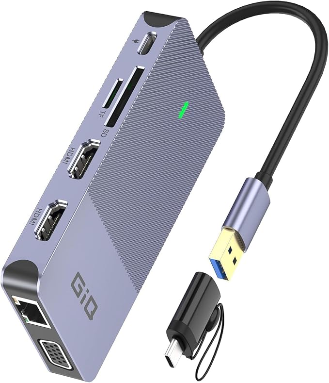 USB 3.0 Docking Station Dual Monitor,2*HDMI HUB Displaylink Dock for Laptop