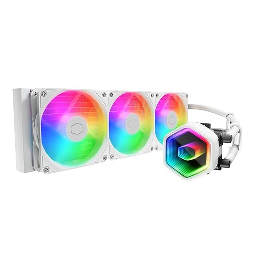 Cooler Master 360 Core II Liquid CPU AIO Cooler – 360mm Radiator, 3X ARGB PWM Fans, Infinity Mirror Dual-Chamber Pump, Quiet Cooling & Easy Installation, AMD AM5/AM4 & Intel LGA 1851/1700, White