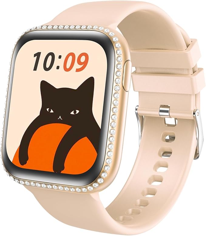 Smart Watch for Women, 1.75" AMOLED Fitness Tracker for Android iOS, Answer/Make Call with Heart Rate Sleep Monitor 130+ Sports Mode, IP68 Waterproof Smartwatch (Orange Band)
