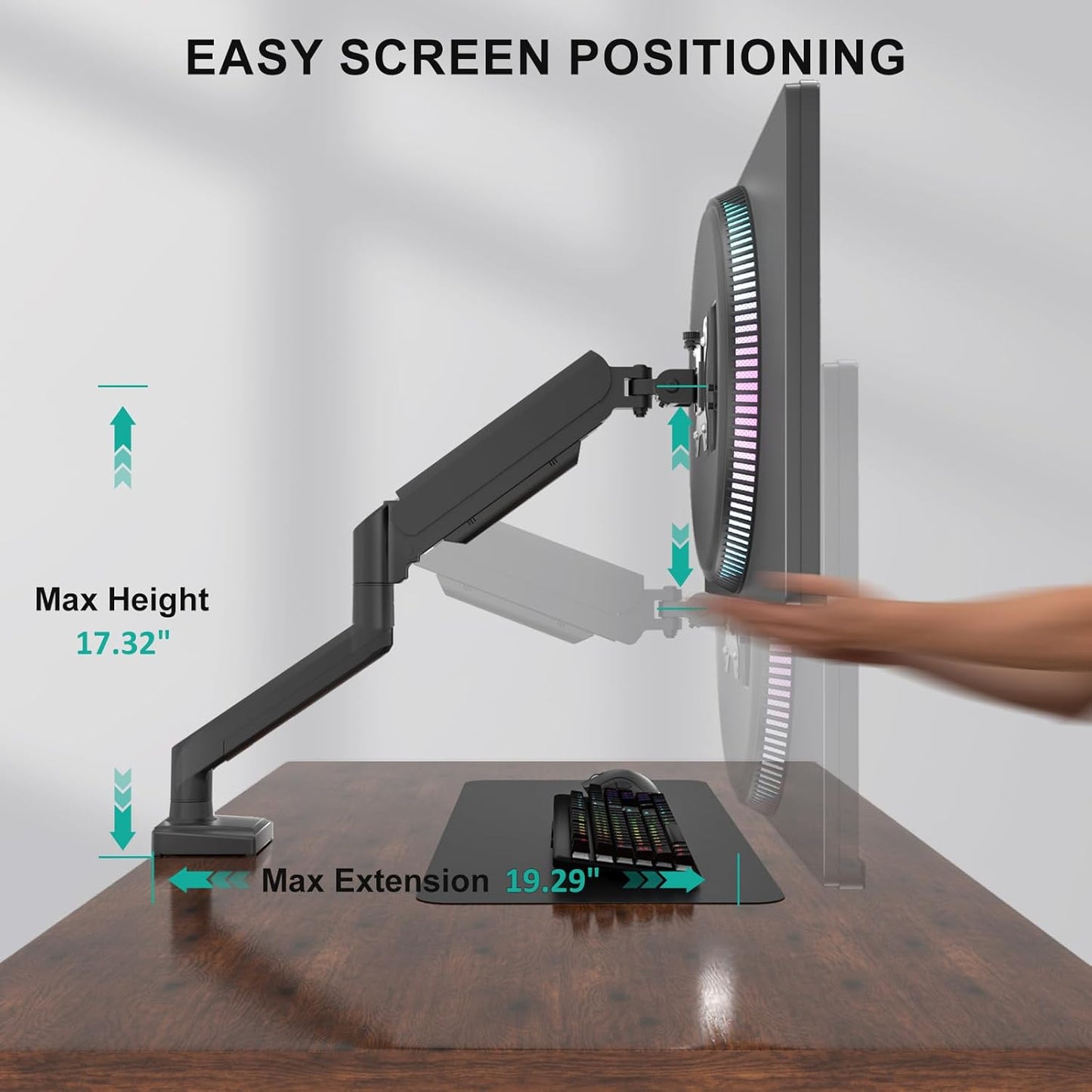 Single Monitor Arm — Full Motion, VESA 75/100mm, Up to 34"