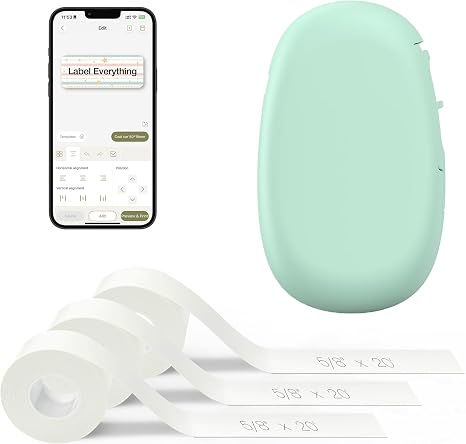 SUPVAN E10 Bluetooth Label Maker Machine with 3 Tapes, Green Bundle