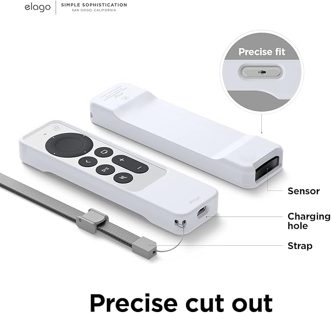 elago R1 Case Compatible with 2022 Apple TV 4K Siri Remote 3rd Gen, Compatible with 2021 Apple TV Siri Remote 2nd Gen- Magnet Technology, Lanyard, Full Access to All Functions [Nightglow Blue]