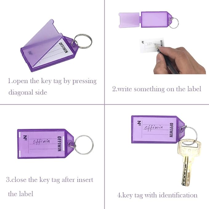 24 PCS PP Plastic Key Tags Identifier ID Labels with Split Ring Label Window Assorted Colors for Home Offices Key Chains Bunches of Keys Pet ID Tags Luggage Tag USB Flash Drives Rental