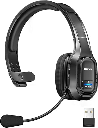 TECKNET Trucker Bluetooth Headset, AI Noise Canceling Mic, Wireless On-Ear