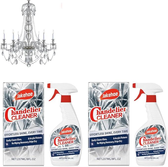 Chandelier Cleaner Drip Dry Spray, Chandelier Cleaner Drip Dry Spray No Wipe, Spray Away Dust Remover, Crystal,Figurine, Crystal Cleaner, Streak-Free Shine on Crystal (2pcs)