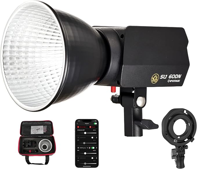 IFOOTAGE SL1 60DN LED Video Light,70W Bowens Mount Light,5600k Daylight,8 Light Effects,APP Control,for Video Recording,Wedding,Outdoor Shooting