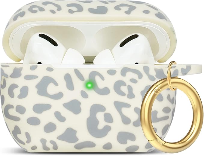 Leopard Silicone Compatible with AirPods Pro 2 Case 2022/2023, Gawnock Soft Case Compatible with AirPods Pro 2nd Generation Print Women Girls with Keychain - #Beige Leopard/Cheetah