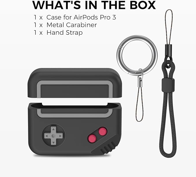for AirPods Pro 3 Case - 2025 Silicone Game Console Design Case for Apple AirPods Pro 3rd Generation, Cute Airpod Pro 3 Cover for Men/Women (Black)
