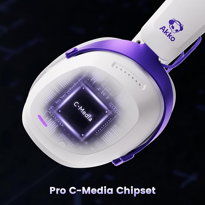 Akko GH300 Wireless Gaming Headphone, Quad-Mode Connectivity White Headset with 50mm Drivers, Virtual 7.1 Surround Sound, Noise Cancelling Mic, RGB Lights Compatible with Laptop, Desktops