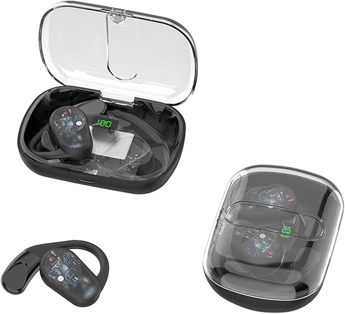 Open Ear Earbuds Bone Conduction Earbuds with Earhooks Wireless Bluetooth Bone Conduction Headphones Headset Head Set Sports Open Ear Bone Conducting Induction Earbud Earphones for Work