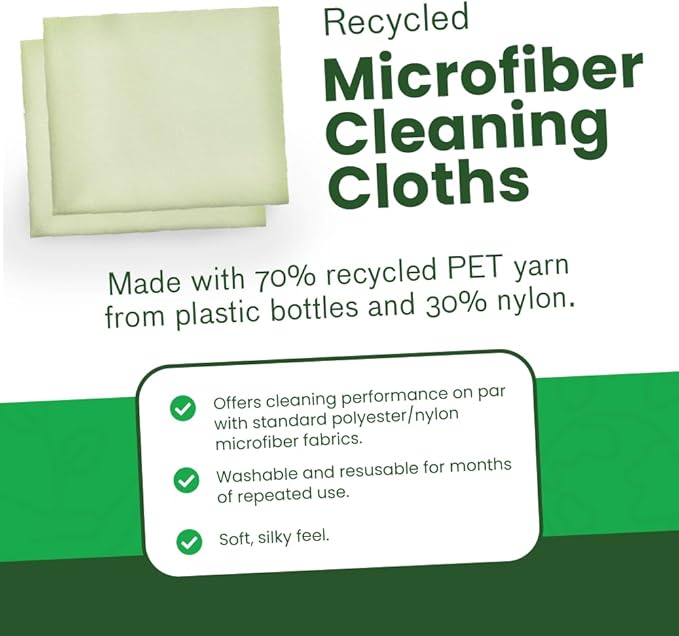 AR Green Eco Friendly Lens Cleaner, Biodegradable Lens Cleaning for Eyeglasses, Lenses, Screens, Streak Free, Two 2oz Spray Bottles, Two Microfiber Cleaning Cloths (Pack of 4)