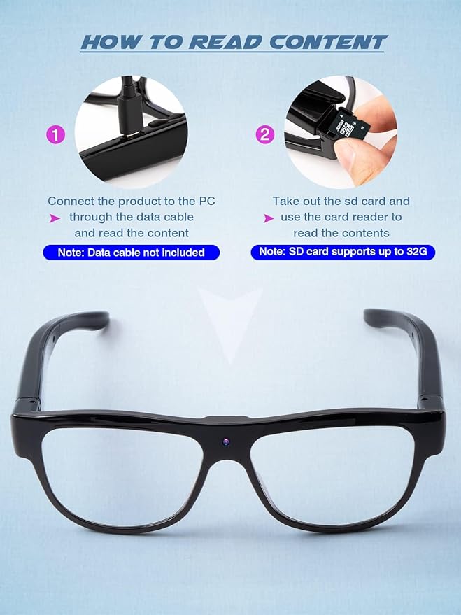 Camera Glasses Smart Video Glasses,HD 1080p Recording Outdoor Sport Glasses with Camera Wearable Eyeglass Built-in 32G Memory Card，Perfect for Outdoor Travel, Driving, and Hiking. (Retro)