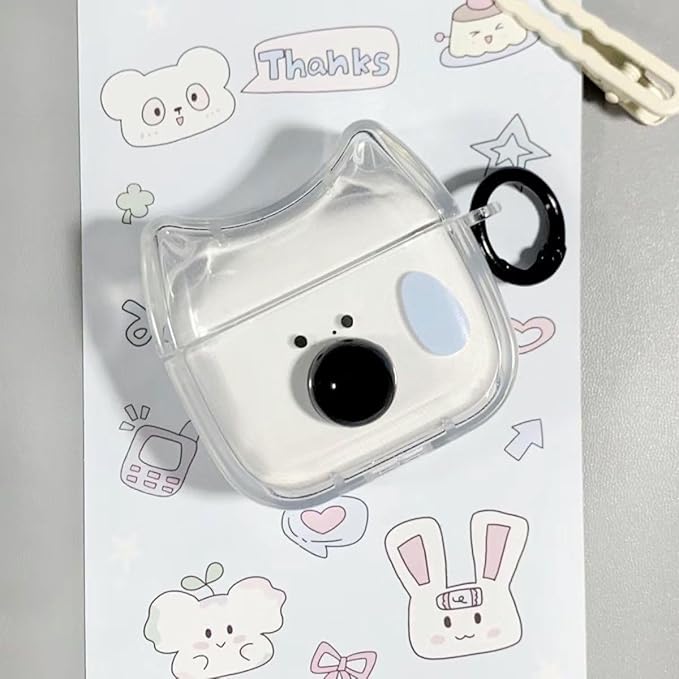 Transparent Clear Earphone Case for AirPods Pro 3 2025, Cute Lovely Cat Face Soft TPU Silicone Case, Kitty AirPods Pro 3 Cover Protective Skin Shockproof Protector for iPod Earbuds -Dog