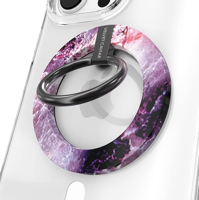 VELVET CAVIAR Compatible with MagSafe Phone Grip - Magnetic Ring Holder with Adjustable Stand - Removable MagSafe Accessories for iPhone 16, 15, 14, 13, 12 (Purple Marble)