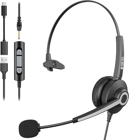 Voistek USB Headset with Microphon,Single-Ear Headset for PC Laptop