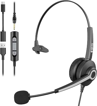 Voistek USB Headset with Microphon,Single-Ear Headset for PC Laptop