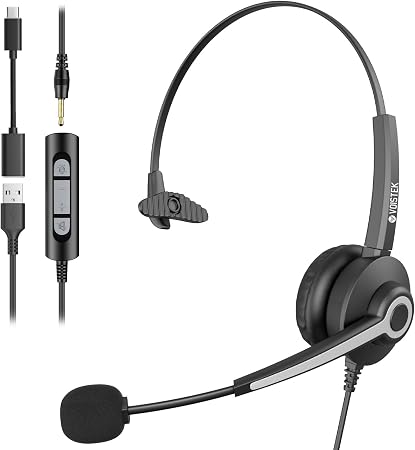 Voistek USB Headset with Microphon,Single-Ear Headset for PC Laptop