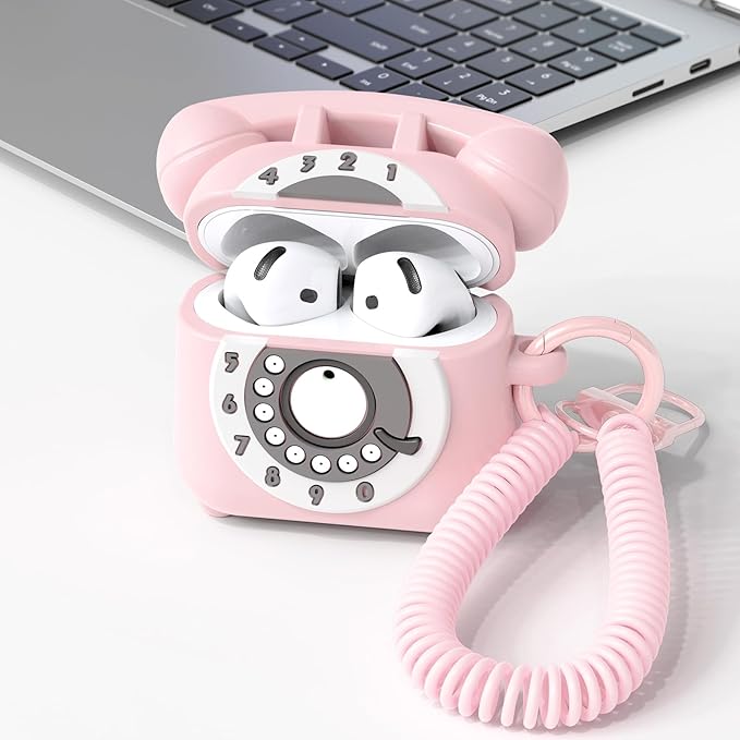 KOREDA Compatible with AirPods 4 Case Cover 2024, Cute Funny Telephone Design for Airpods 4th Generation Case with Cleaner Kit & Lanyard, Soft Silicone Shockproof Protective Case for AirPods 4 Gen