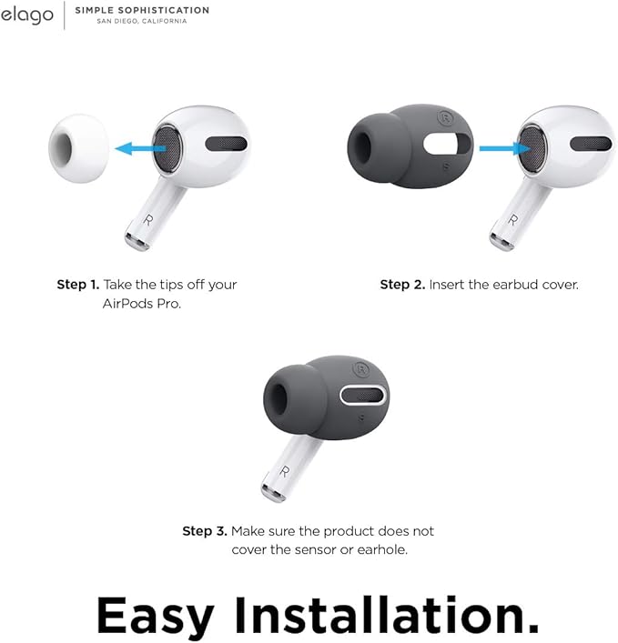 elago [6 Pairs] AirPods Pro Ear Tips with Integrated Earbuds Cover Designed for Apple AirPods Pro, Fit in The Case, Anti-Slip, [3 Sizes: Large + Medium + Small] [US Patent Registered] (Dark Grey)