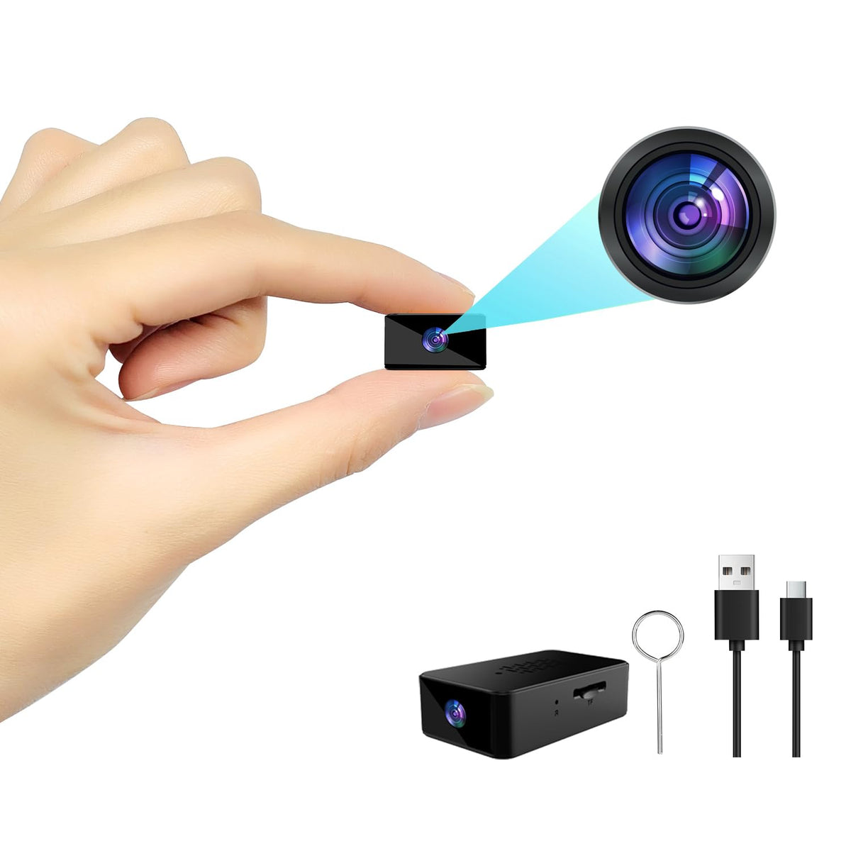 Mini Camera 1080P HD - No WiFi Camera - Portable Tiny Video Recorder with Loop Recording, Rechargeable Small Camera for Travel, Office, Warehouse(No App, No Bluetooth)