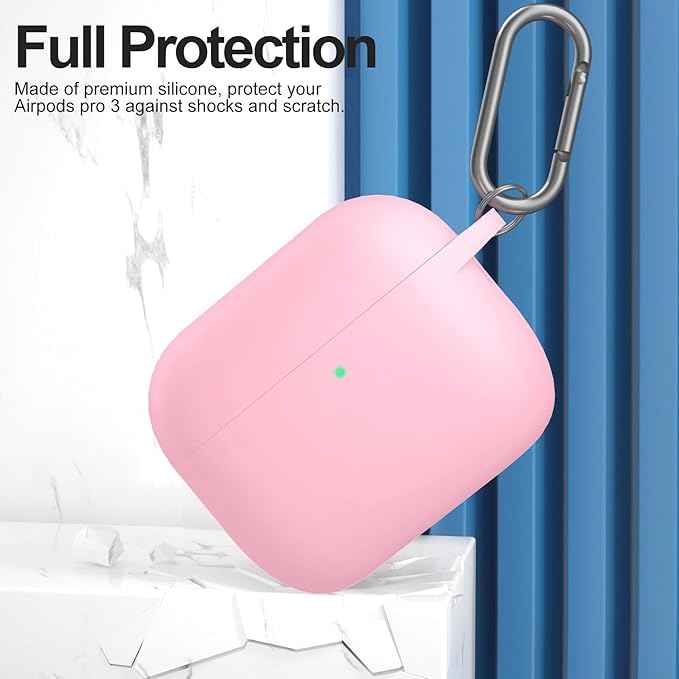 ATUAT for AirPods Pro 3 Case Cover with Cleaner, Protective Soft Silicone Skin with Keychain for Women Men for Apple AirPods Pro 3rd Generation Case(2025), Front LED Visible, Light Pink