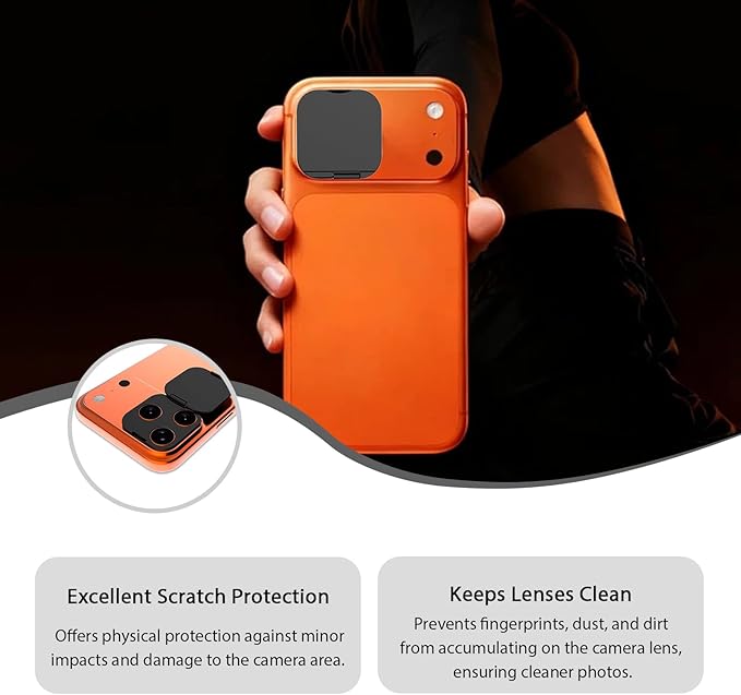 Camera Lens Cover Compatible for iPhone 17 Pro/ 17 Pro Max,Camera Lens Protector to Protect Privacy and Security,Strong Adhesive Black-2 Pack