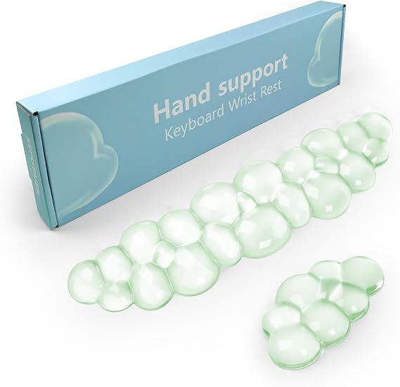 Gel Cloud Keyboard and Mouse Wrist Rest, Cute Wrist Support and Arm Support Keyboard Rest for Keyboard and Mouse Typing Pain Relief，Suitable for Office/Computer/Laptop/Gaming （Green）
