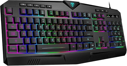 Gaming Keyboard, Full Size RGB Backlit Quiet Computer Keyboard, Wrist Rest, Silent Keys, Multimedia Keys, Anti-ghosting, Waterproof Light Up USB Wired Keyboard for PC Mac Xbox Gamer Office - Image 6