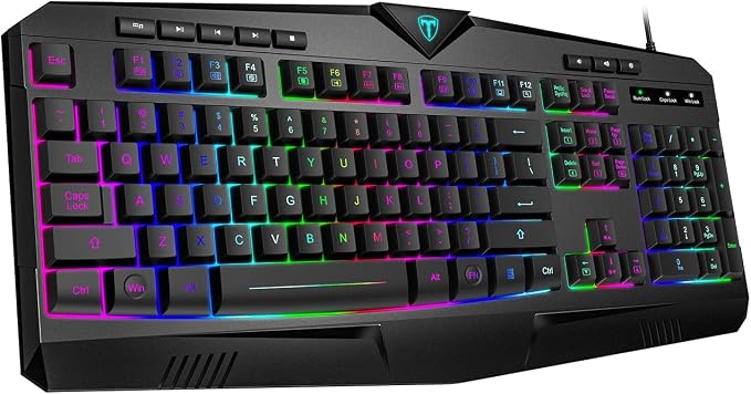 Gaming Keyboard, Full Size RGB Backlit Quiet Computer Keyboard, Wrist Rest, Silent Keys, Multimedia Keys, Anti-ghosting, Waterproof Light Up USB Wired Keyboard for PC Mac Xbox Gamer Office - Image 8