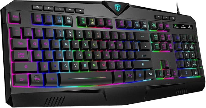 Gaming Keyboard, Full Size RGB Backlit Quiet Computer Keyboard, Wrist Rest, Silent Keys, Multimedia Keys, Anti-ghosting, Waterproof Light Up USB Wired Keyboard for PC Mac Xbox Gamer Office - Image 2