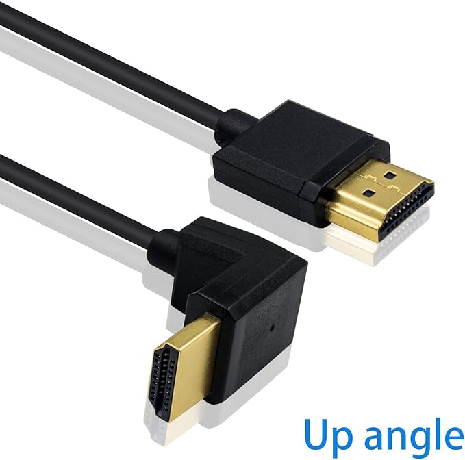 Duttek 4K 90 Degree HDMI Cable 6 Inch/15cm, Extremely Thin UP Angled HDMI Male to Male Cable for 3D and 4K Ultra HD TV Stick HDMI 2.0 Cord