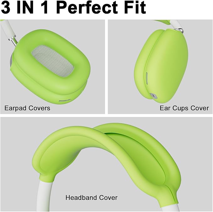 ATUAT for AirPods Max Headphones Case, Protective Silicone Case Cover Skin Accessories Anti-Scratch for Women Men for Apple AirPods Max 2024/2020 (USB-C/Lightning), Light Green
